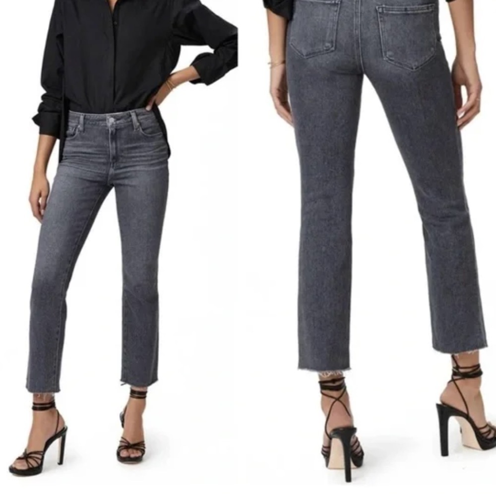 PAIGE High Rise Straight Ankle Jeans